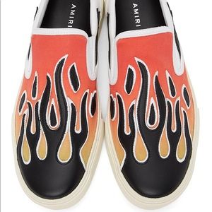 $540 AMIRI Leather Flame Slip-On Sneakers